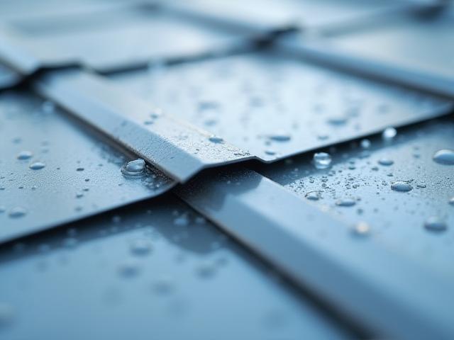 Close-up detail of sleek metal roofing panels.